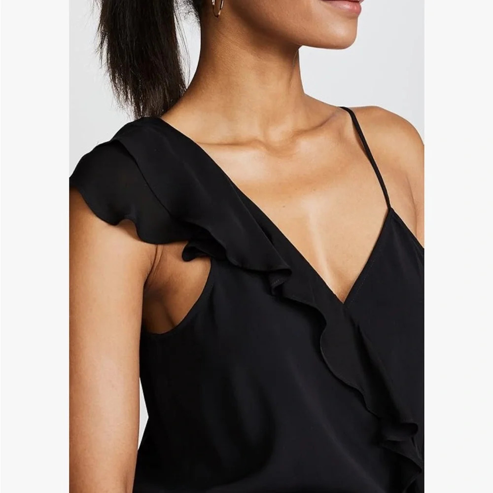 Parker Addison Black Spaghetti Strap Cropped‎ Jumpsuit Romper Women's Size 12 - Picture 4 of 15
